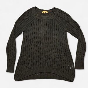 Ellen Tracy Black Crochet Sweater Womens Size Medium Cotton Blend